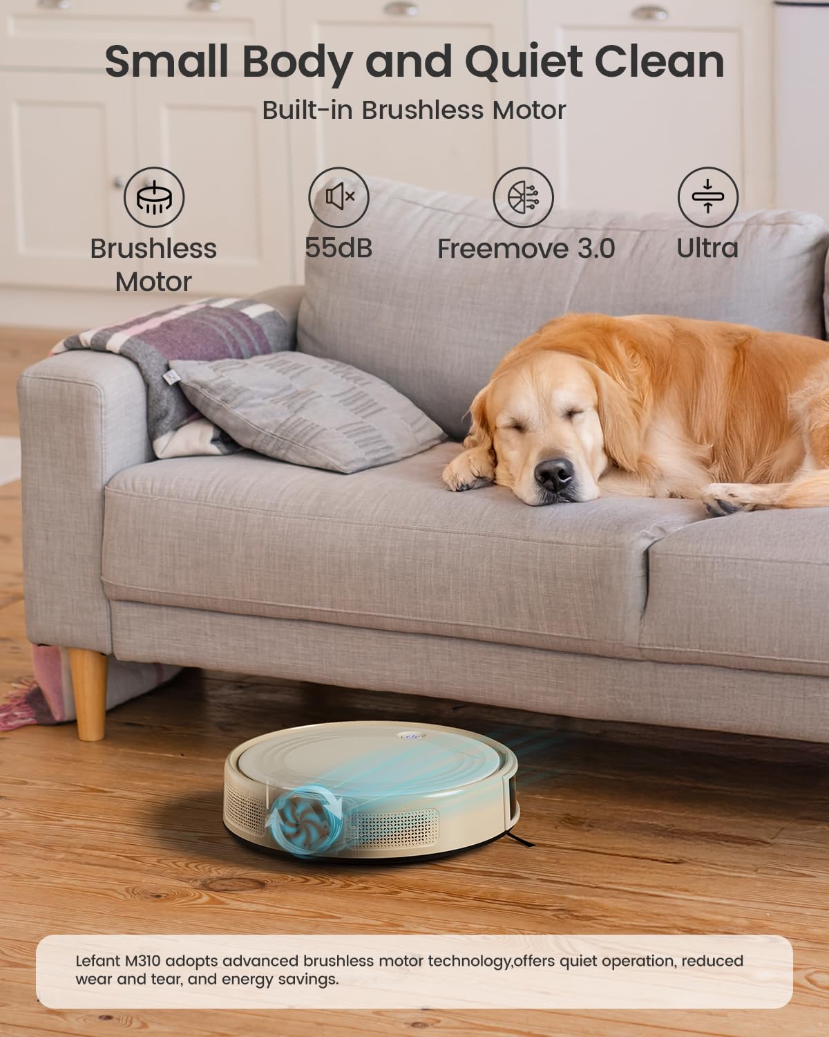 Lefant M310 Robot Vacuum Cleaner-4500Pa Suction, PreciSense Obstacle Avoidance, Brushless Motor, Quite, Slim, 160Mins, Self-Charging Robotic Vacuum, App/Wi-Fi/Alexa, Ideal for Pet Hair Hard Floor