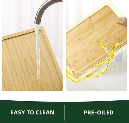 24 16 GarveeHome x in Bamboo Cutting Board, Large Kitchen Chopping Board with Juicy Groove, Wooden Butcher Block