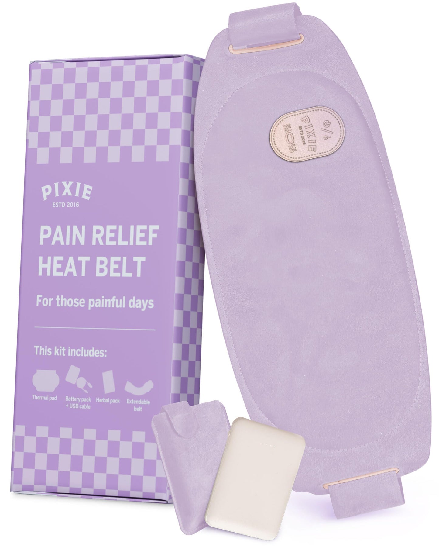 Pixie Period Heating Pad for Cramps - Thinnest Wearable Heating Pad - Unnoticeable Under Clothes - Best Portable Pain Relief Belt Device with Heat On The Market - Hours of Menstrual Pain Relief