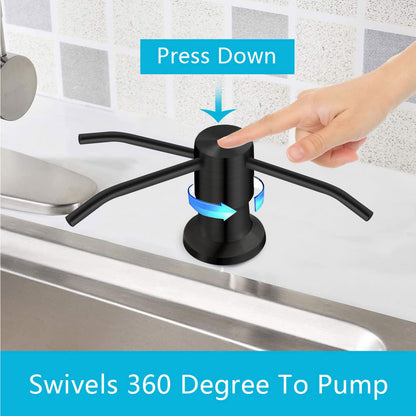 Kitchen Sink Soap Dispenser, Under Sink Soap Dispenser Pump, Good Suction Pwer, 47" Extension Tube Connect to The Soap Contaner Directly, Say Goodbye to Frequent Refills (Black)