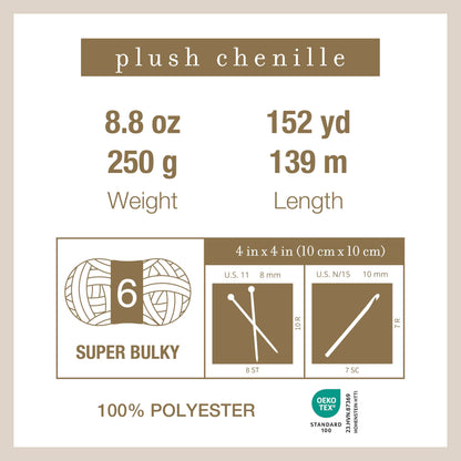 Crafted by Catherine Plush Chenille Yarn for Knitting, Crocheting and Amigurumi - 4 Pack (8.8 oz / 250g, 152 Yards Each Skein), Mustard, Gauge 6 Super Bulky