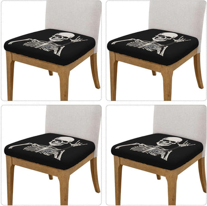 Rock and Roll Skeleton Skulls Kitchen Square Chair Seat Covers 16.9" - Stretch Fitted Sofa Cushion Cover Replacement