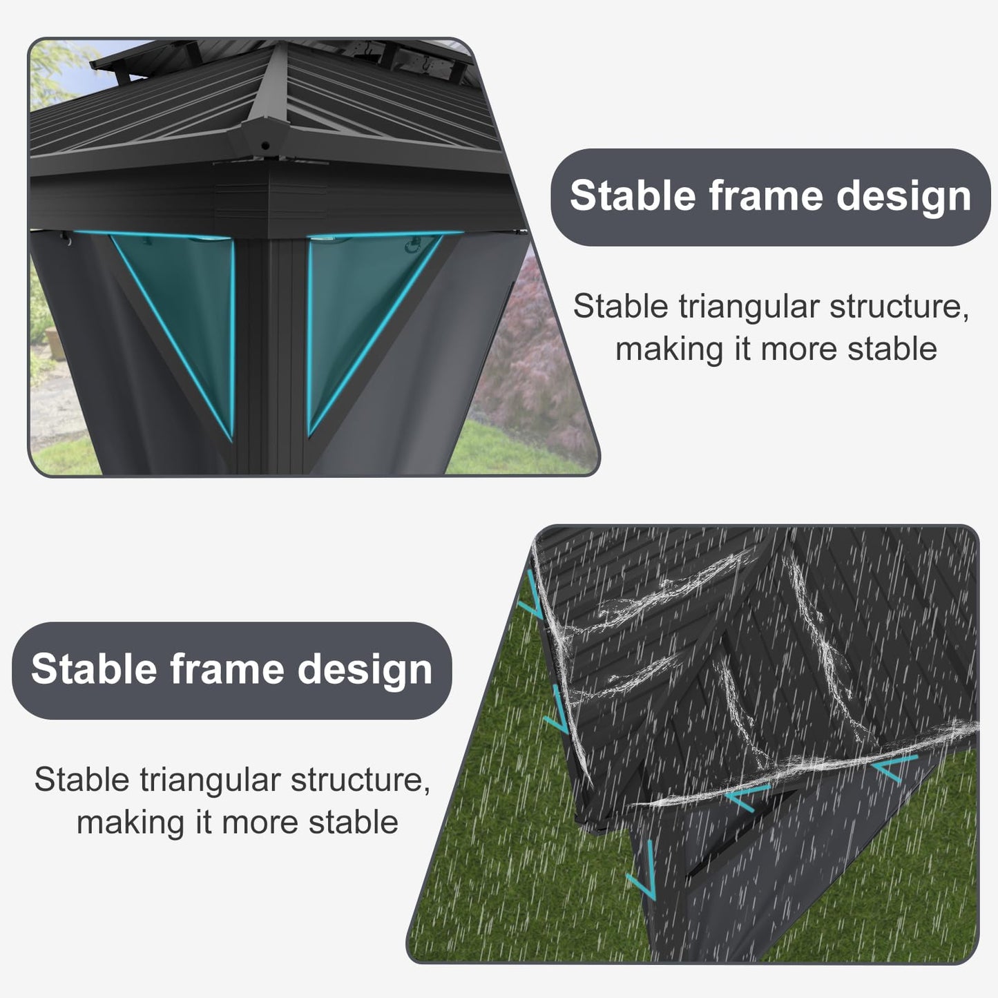 12x20 ft Hardtop Gazebo with Extra Overhang Design, Permanent Aluminum Gazebo with Double Galvanized Steel Roof, Outdoor Pavilion with Mosquito Netting and Privacy Curtains for Patio Backyard Garden