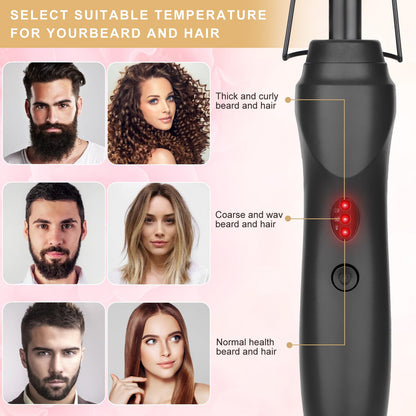 Electric Hot Comb Hair Straightener Heat Pressing Comb Curling Flat Iron Curler Hair Straightener Brush for Natural Black,Anti-Scald Beard Straightening Electric Press Comb