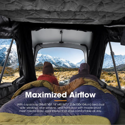 SanHima Rooftop Tent Hard Shell - CapeTop Overland Aluminium Fold-Out Roof Top Tent 131.5LBS Lightweight, w/Annex Room Digital Panel & Tri-Color LED Strip Light, for Car SUV Truck Camping, 2-3 People