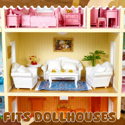 1:12 Scale Miniature Furniture Sofa Set with Pillows Mini Couch Carpet Tea Table for Mini House Acessories Living Room Scene Decor