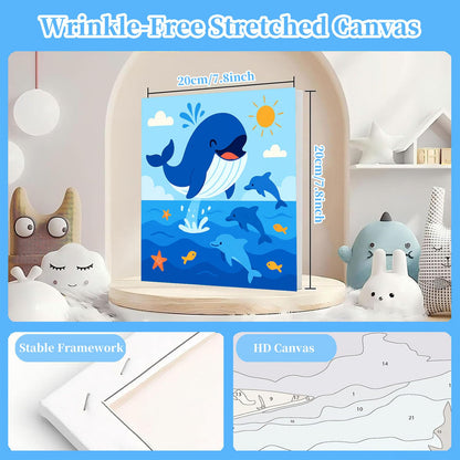 Arttoplus 4 Pack Paint by Numbers Kit for Kids with Frame,Cute Animals Kids Paint by Numbers Ages 4-6-8 with Wooden Easel,Easy DIY Acrylic Oil Painting by Number for Gift Home Wall Decor(8x8 inch)