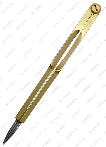 Vintage Navigation Straight Pattern Artist Divider Solid Brass Drawing Tool Professional 6” Long Solid Brass with Heavy Duty Steel Point with Leather Case with Stainless tip