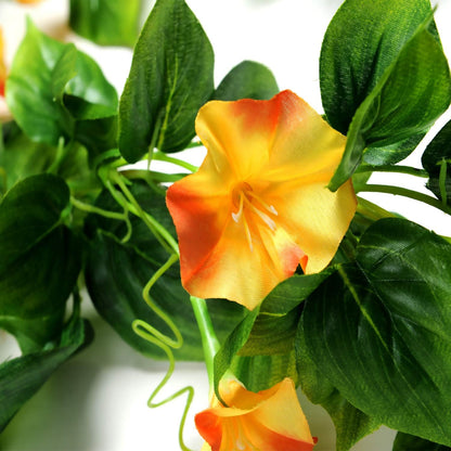 AirSun Artificial Morning Glory Flower Vines, 2pcs 15Feet Silk Garland for Home Garden Decor
