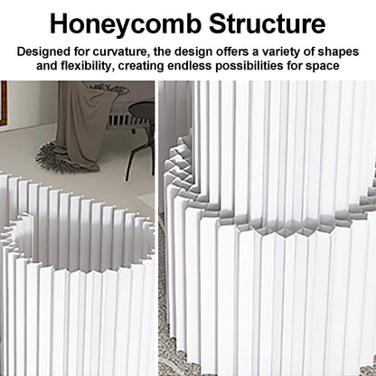 Adjustable Portable Room Divider Screen - Foldable Kraft Paper Partition in White, Multiple, H160xL300cm - Ideal for Privacy and Space Management