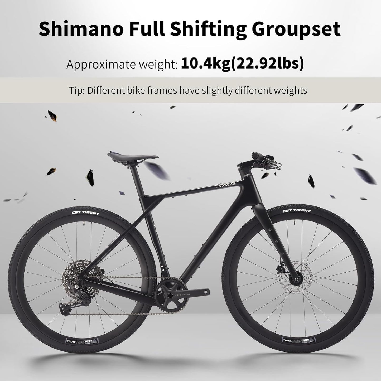 SAVADECK Carbon Gravel Bike - T800 Carbon Frame & Fork | Shimano U6000 11-Speed Groupset | Hydraulic Disc Brakes | 700CX40mm All-Terrain Tires | Men & Women Road/Off-Road Bicycle (53cm, Gold)