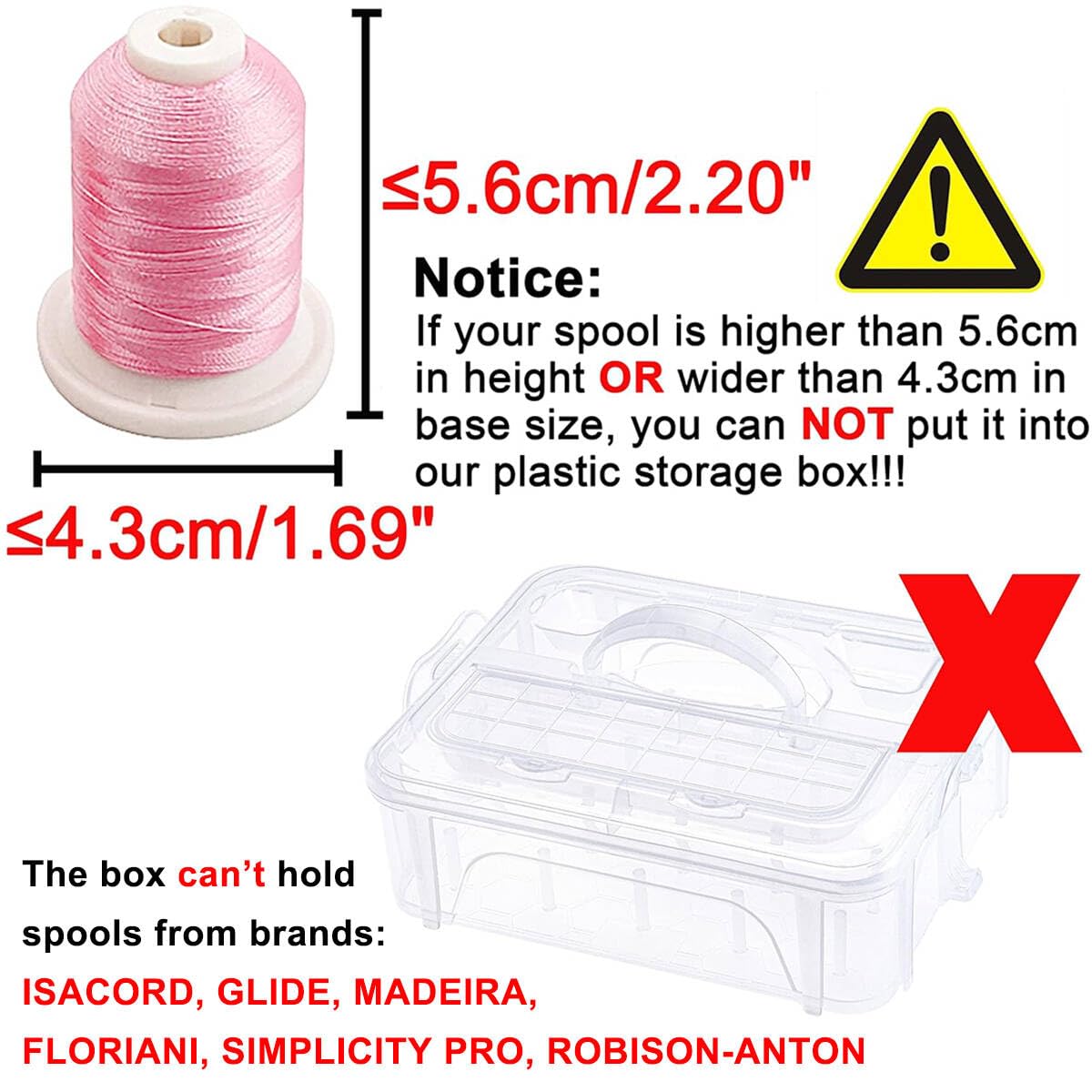 New brothread 4 Layers Stackable Clear Storage Box/Organizer for Holding 80 Spools Home Embroidery & Sewing Thread (Spool Size Requirement: Height≤2.2"/5.6CM; Width≤1.69"/4.3CM)
