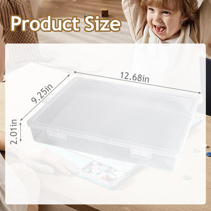 Board Game Storage, 3 Pack Stackable Board Game Storage Containers with Snap Tight Latch Lid, Portable Plastic Case Bin Storage Box for Games Puzzle Magazine A4 Paper Craft Hobby