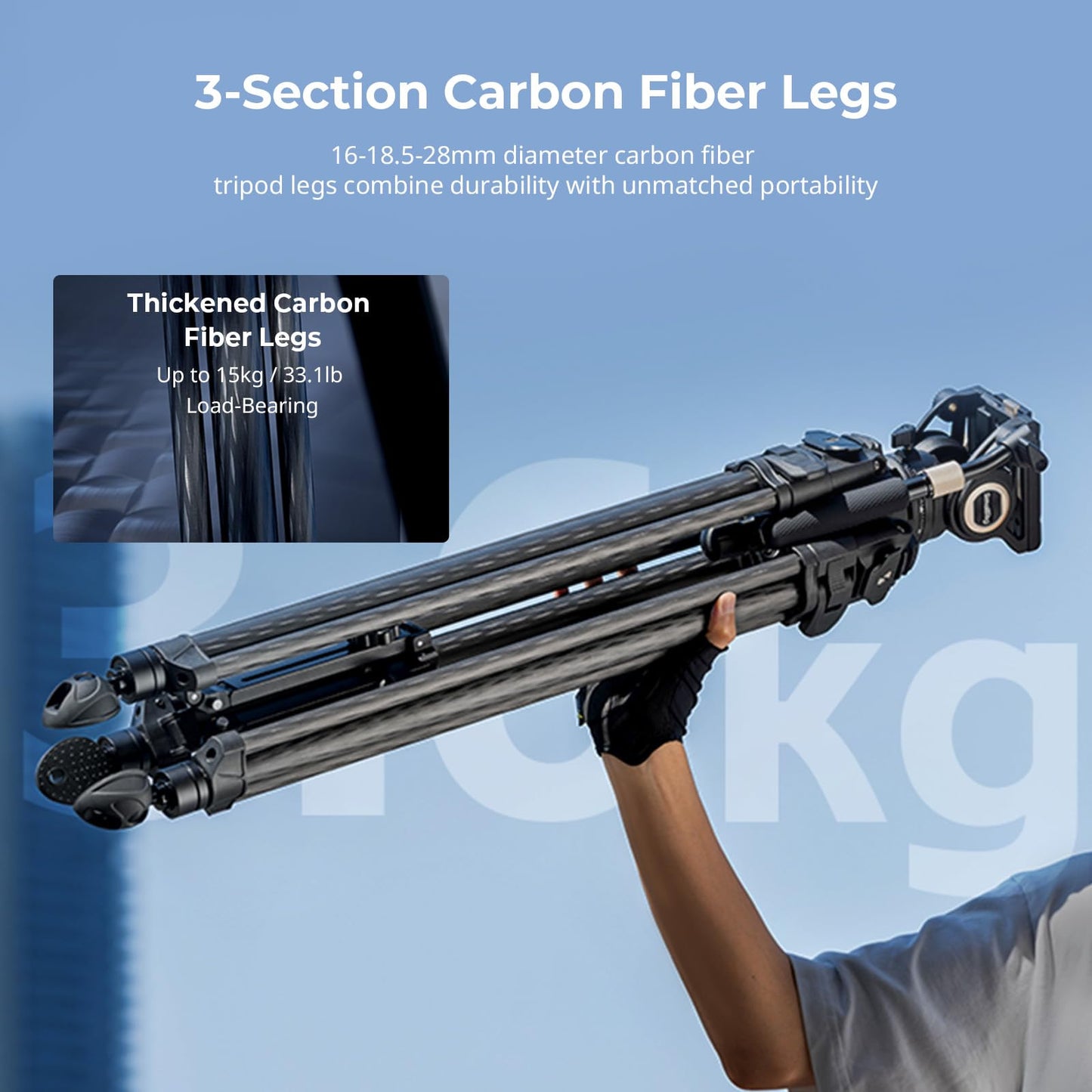 SmallRig AD-50 Max Heavy Duty Video Tripod, 68.5" Carbon Fiber Lightweight Tripod with FreeSpeed One-Step Height Adjustment, Fluid Head, Dual-Mode QR Plate, Load up to 17.6lb