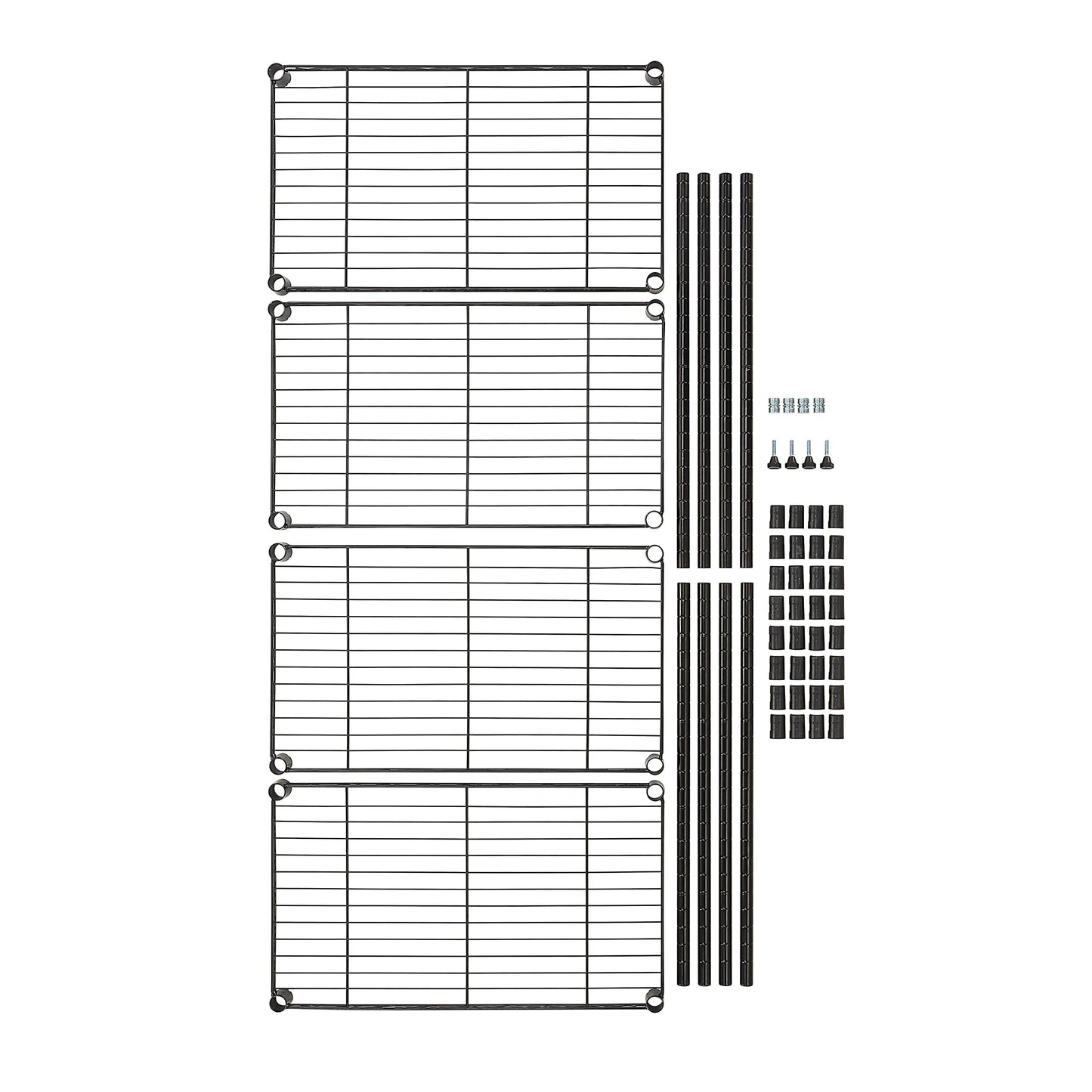 Amazon Basics 4-Shelf Steel Wire Storage Shelves for Garage, Adjustable Metal Shelving Unit, 200 lbs Per Shelf, 23.2" W x 48" H x 13.4" D, Black