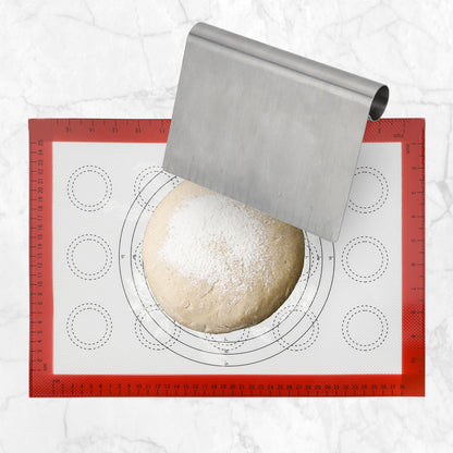 GreatChef Wood Rolling Pin 17.8 Inch for Dough with Pastry Scraper/Cutter & 2 PCS Heat-resistant Silicone Baking Mat, Non-stick, for Cookie, Pie, Macaroon, bread, Baking Pasry Tools Set