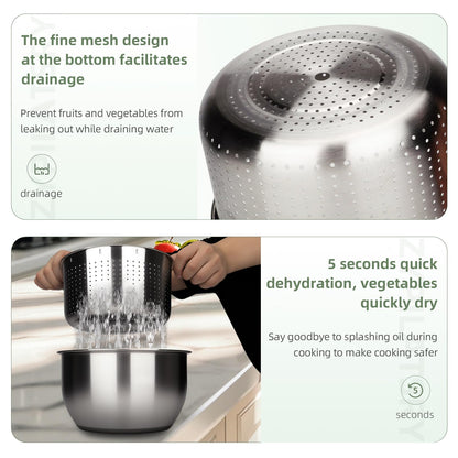 Zypilatsry 6L-Stainless Steel Salad Rotator, Vegetable Dishwasher,Lettuce Cleaner and Dryer, Kitchen Strainers.