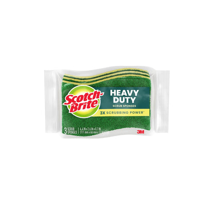 Scotch-Brite Heavy Duty Scrub Sponge, 24 Kitchen Sponges Designed for Tough Messes in the Kitchen that Last 3X Longer*, Best for Cast Iron Skillets and Outdoor Grills, Flexible, Durable, and Strong