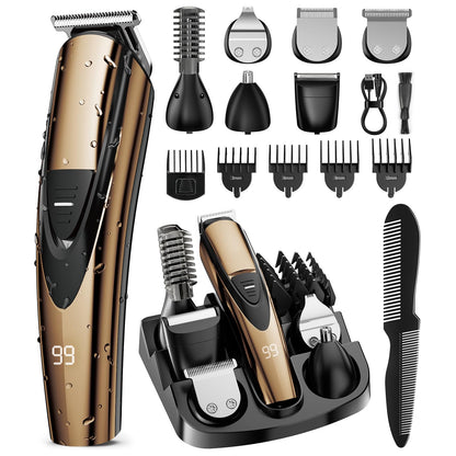 SHPAVVER Beard Trimmer for Men: Professional Barber Hair Clippers - 12-in-1 Cordless Grooming Kit - Waterproof Electric Razor with Turbo Speed & Precision Blades