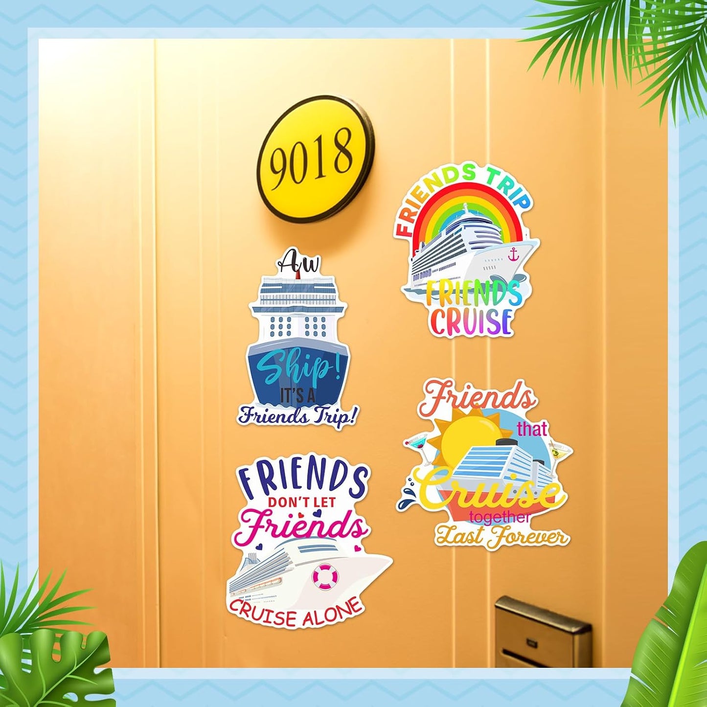 Hoteam 4 Pcs Large Cruise Door Decorations, Magnetic Friends Decor for Cruise Ship Cabin Stateroom