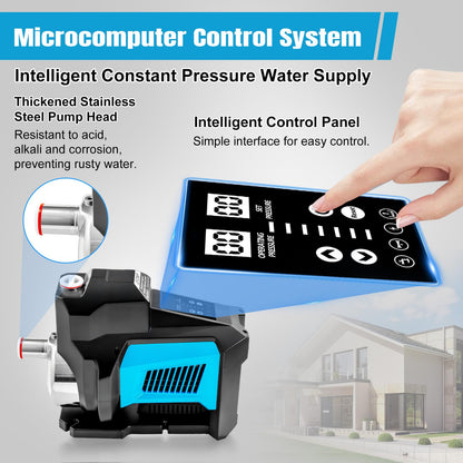 FCNP 1HP 80PSI Whole House Variable Speed Automatic Water Pressure Booster Pump,Integrated Self-Priming,Low Noise,Variable Speed Constant Pressure Smart Pump for Home House Villa Apartmen