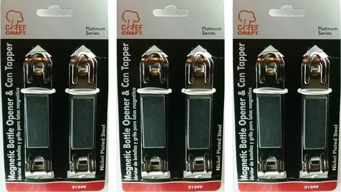 Chef Craft Bottle Opener/Can Tapper with Magnet, 3 Packs of 2