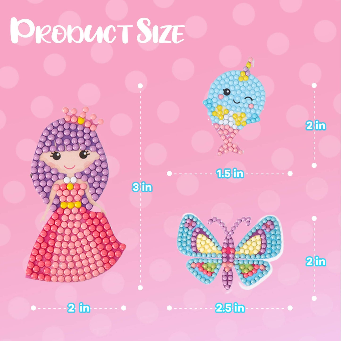 Cymbana Diamond Painting Kits for Kids 18 Pcs Princess and Their Buddy Gem Art Sticker for Kids Ages 6-8 8-12 Contains Unicorn, Mermaid