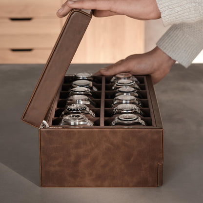 TAWBURY Bayswater 12 Slot Watch Box with Drawer (Brown) with a Set of 12 Small Pillows to Fit 6.6-7.1" Wrists