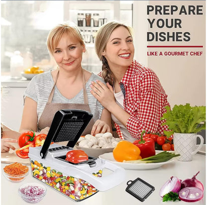 Vegetable Slicer and Chopper, 26-in-1 Kitchen Mandoline, Food Shredder and Dicer, Multifunctional
