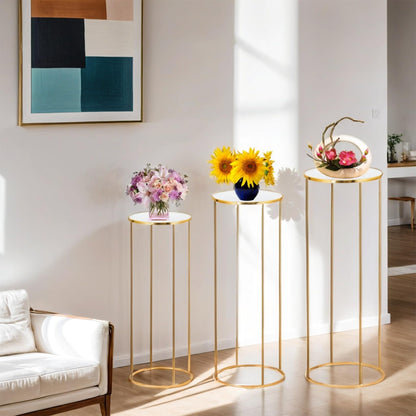 Bonastella Cylinder Stands for Party, 3PCS Cylinder Pedestal Stand, Cilindros Para Fiestas Cake Table Stand for Parties Metal Plant Stand Cylinder Tables for Parties Round Cylinder Stands for Party