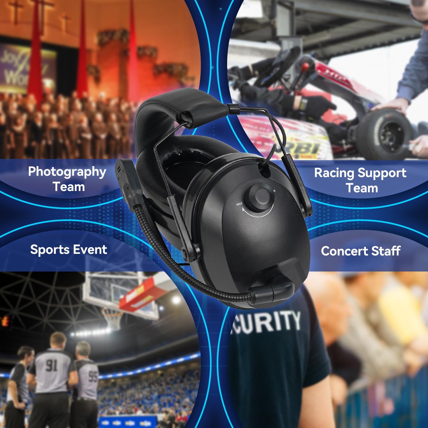 Retevis EHK012 Foldable Two Way Radio Headset with Mic,Noise Reduction,Volume Adjust, Compatible with Baofeng UV-5R BF-F8HP PRO AR-5RM Pxton PX-888S, for RT22 RT68 RT86, 2 Way Radio Headset(1 Pack)