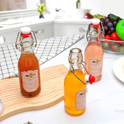 QAPPDA 16 Pack 8 oz Swing Top Glass Bottles with Stoppers, Flip Top Brewing Bottles for Homemade Kombucha and More