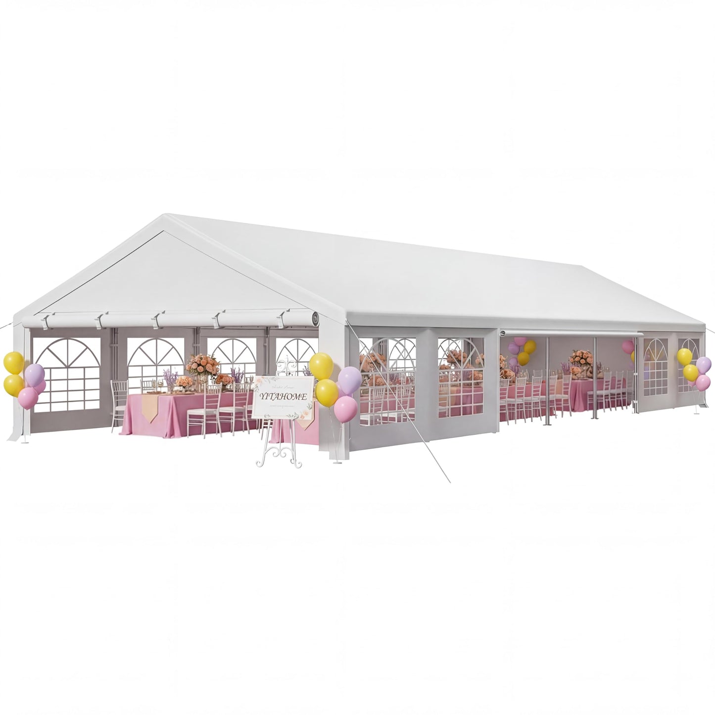 YITAHOME 20x50FT Party Tent Heavy Duty Wedding Tent Event Shelters Outdoor Canopy Upgraded Steel Carport with Removable Sidewall Windows for Commercial and Parties