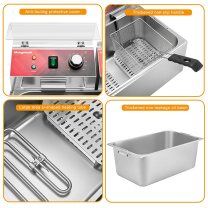Mvegoiuok Electric Large Deep Fryer With 3 Basket 3600W Commercial Turkey Fryer Pot With Oil Filtration Lid 25QT Stainless Steels Frier for Home Use Oil Fryer