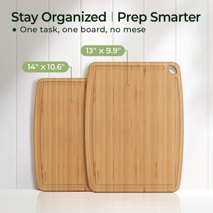 Dishwasher Safe Bamboo Cutting Boards Durable Lightweight Wood Cutting Board for Busy Kitchen, Easy Clean Wooden Chopping Boards with Juice Groove Set of 3 (L+M+S)