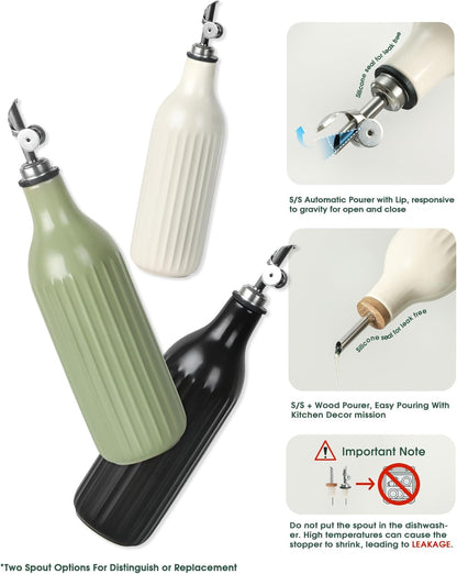 19 oz FE FUN ELEMENTS Olive Oil Dispenser Bottle, Oil Dispenser for Kitchen and Vinegar Dispenser Bottle, Suitable