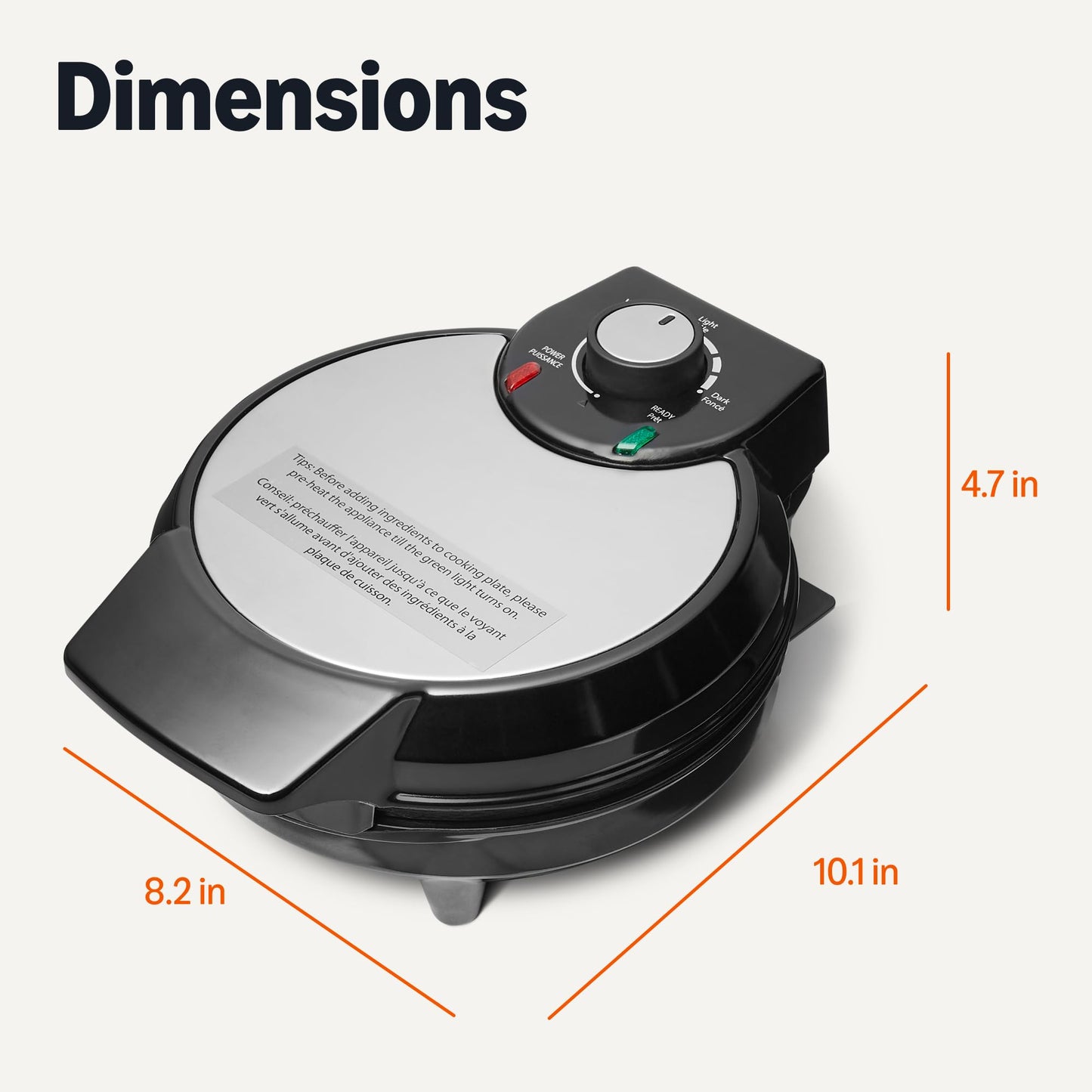 Amazon Basics Waffle Iron, Mini Belgian Waffle Maker with Round 8-Inch Ceramic Nonstick Plate, Adjustable Browning Control, Cool Touch Handle, Vertical Storage, 8 Inches, Black