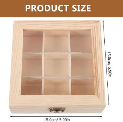 Ciieeo Wood Tea Storage Organizer with Clear Acrylic Top, 9 Compartments for Tea Bag Storage
