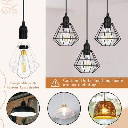 Retisee 20 Pcs Hanging Pendant Light Cord Kit Bulk Set E27 Base 4ft Adjustable Hanging DIY Industrial Edison Lamp Swag Light Kit Holder for Kitchen Dining Room Restaurant Bar(Black)