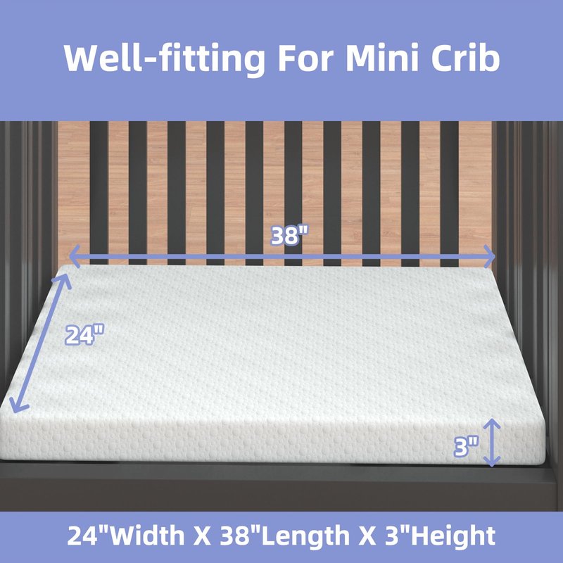 pareler bear 3"x24"x38" Mini Mattress, 38" Lx24 W Premium Foam Mattress, Waterproof Soft Breathable Outer Cover, White