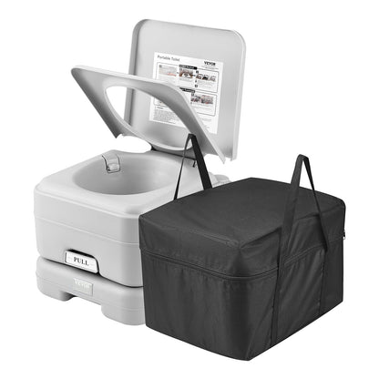 VEVOR Portable Toilet for Camping, Porta Potty with 3.2 Gal Waste Tank & 3.2 Gal Flush Tank, Push-Button Pressurized Flush Commode with Level Indicator, Travel Toilet for Adults Kids Camping Car Trips