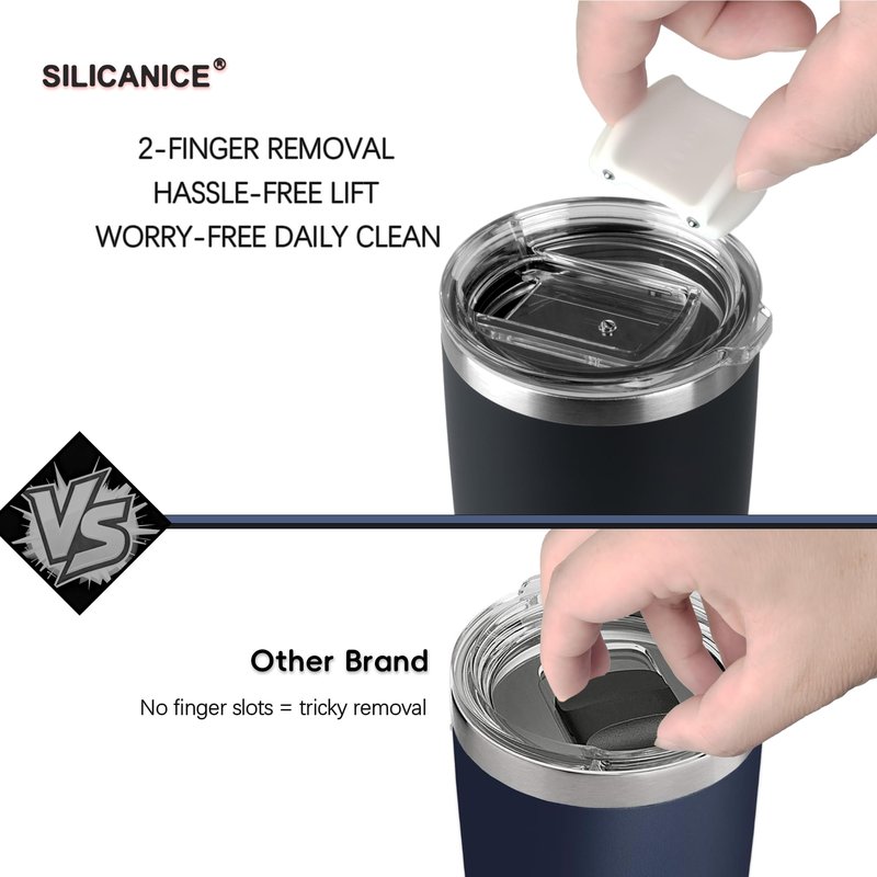 20oz Hygienic Stainless Steel Vacuum Insulated Tumbler w/ Easy-On/Easy-Off Lid - Removable slider, Double Wall 18/8 Travel Mug, BPA-Free, Fits Cup Holders, Premium Quality, Smart Value - Cream