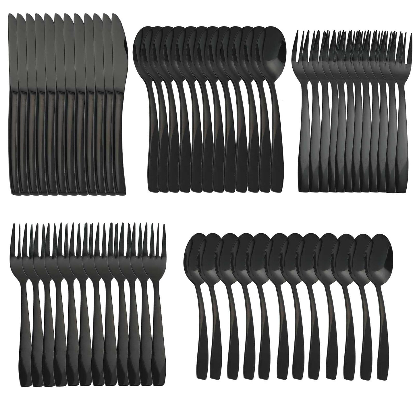 LIDEYING Black 60 Piece Silverware Set,Stainless Steel Flatware Set for 12,18/0 Rust-Proof Cutlery Set with Forks & Spoons,Mirror Polished Dishwasher Safe - Heavy Duty Tableware for Home & Dining