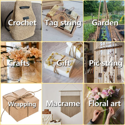 SMART&CASUAL 2mm Natural Jute Twine String Thin for Craft Plant Garden Gift Wrapping Christmas Handmade Art Decoration Packing String Home Art Decoration (Brown) (3600 Ft (1097M))