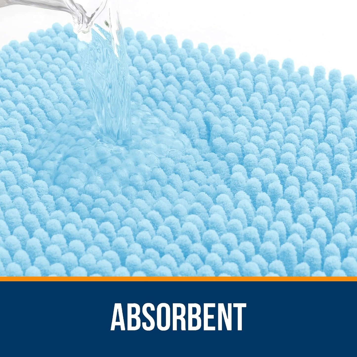 OLANLY Bathroom Rugs - Extra Soft Chenille Bath Mats with Rubber Backing | Quick Dry, Machine Washable, 30x20, Sky Blue