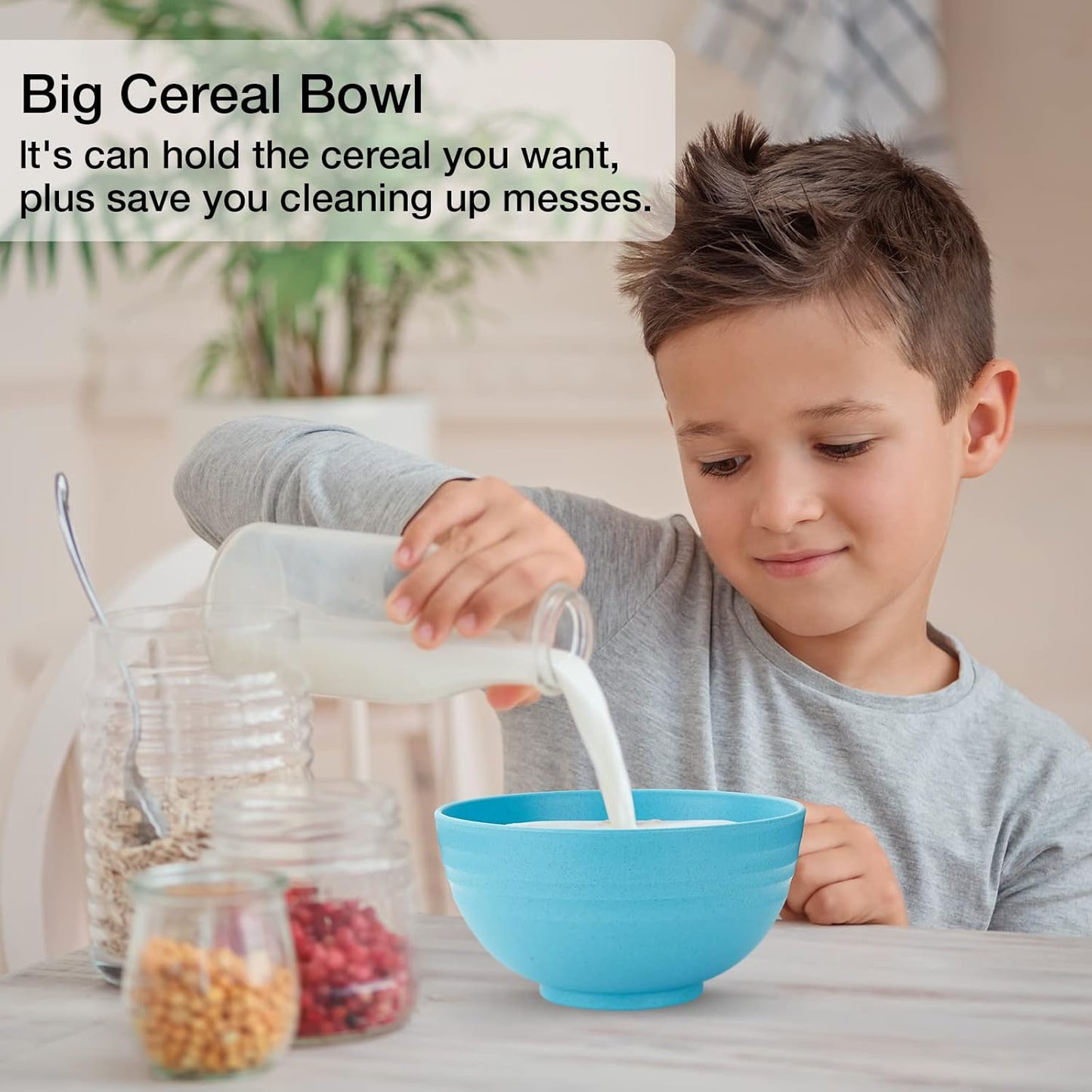 Unbreakable Cereal Bowls Set of 6, 24 OZ Wheat Straw Bowls, Microwave & Dishwasher Safe, Lightweight
