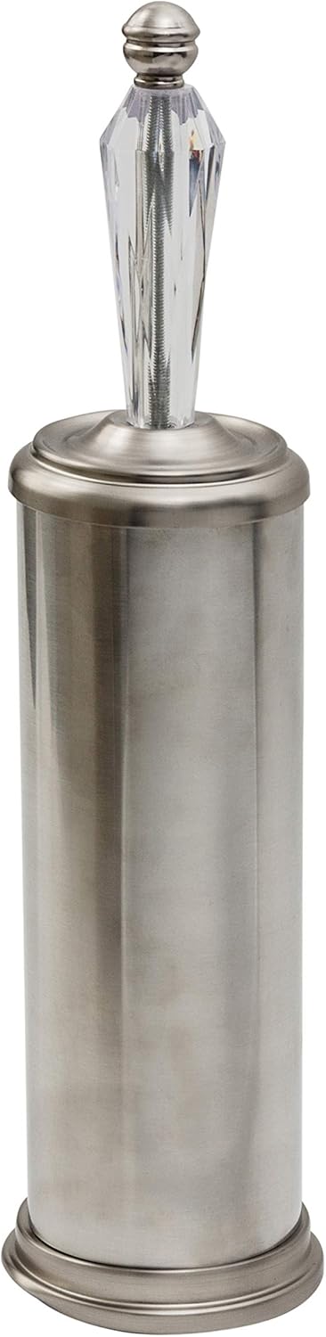 Splash Home Tammy Stainless Steel Toilet Brush with Holder, Durable Bowl Scrubber with Splash Protective Disc Design -