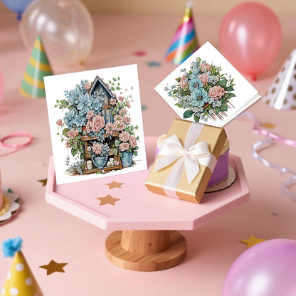 JZHYOAN 6pcs Diamond Art Blessing Greeting Card Set Happy Birthday Diamond Painting Greeting Cards with Envelope DIY House Folding Greeting Card for Birthday Friends Holiday Gift