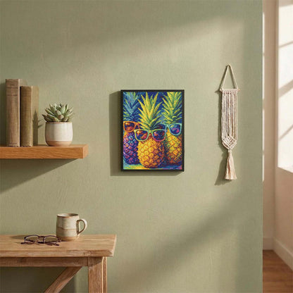 HUINORYA Pineapple Sunglasses Plant Diamond Painting Kit with Frame Full Square Drill DIY Bar Cafe Cave Home Room Wall Bathroom Porch Patio Decor Gift, 16 x 12 Inch