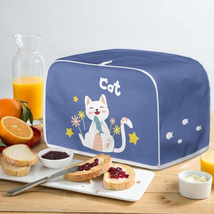 Cat Flower Print Toaster Cover 2 Slice Wide Slot, Lightweight Washable Dust Protection Appliance Bag Bread Maker Cover,